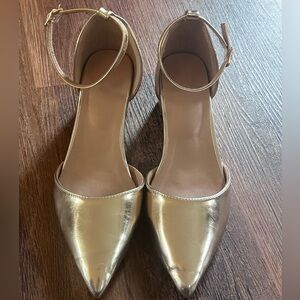 Elegant Gold Ankle Strap Heels